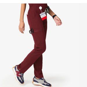 Figs Yola Skinny Scrub Pants in Burgundy Size Large Tall